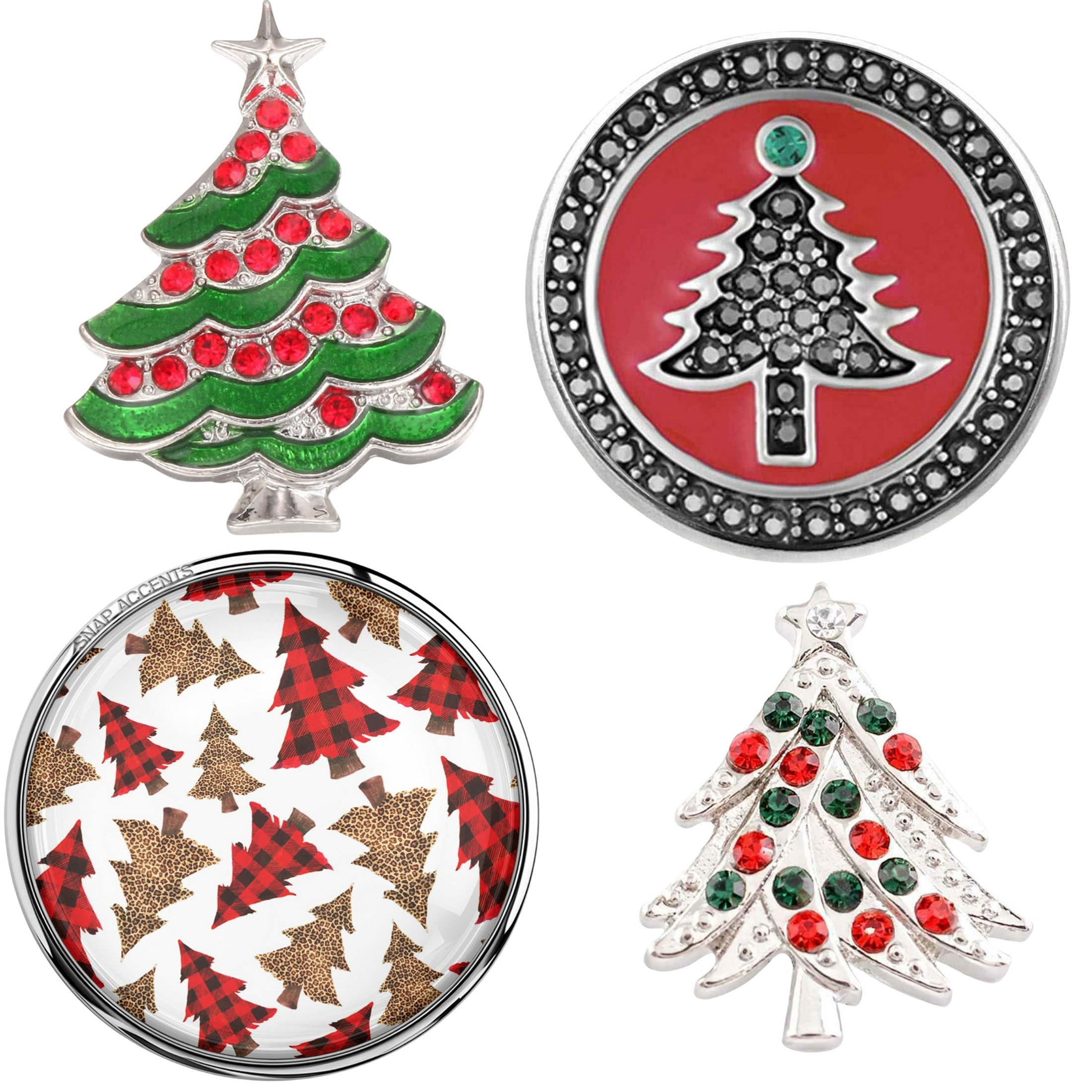 Christmas Tree Snap Jewelry Ginger Charm 20MM Holiday Interchangeable Button