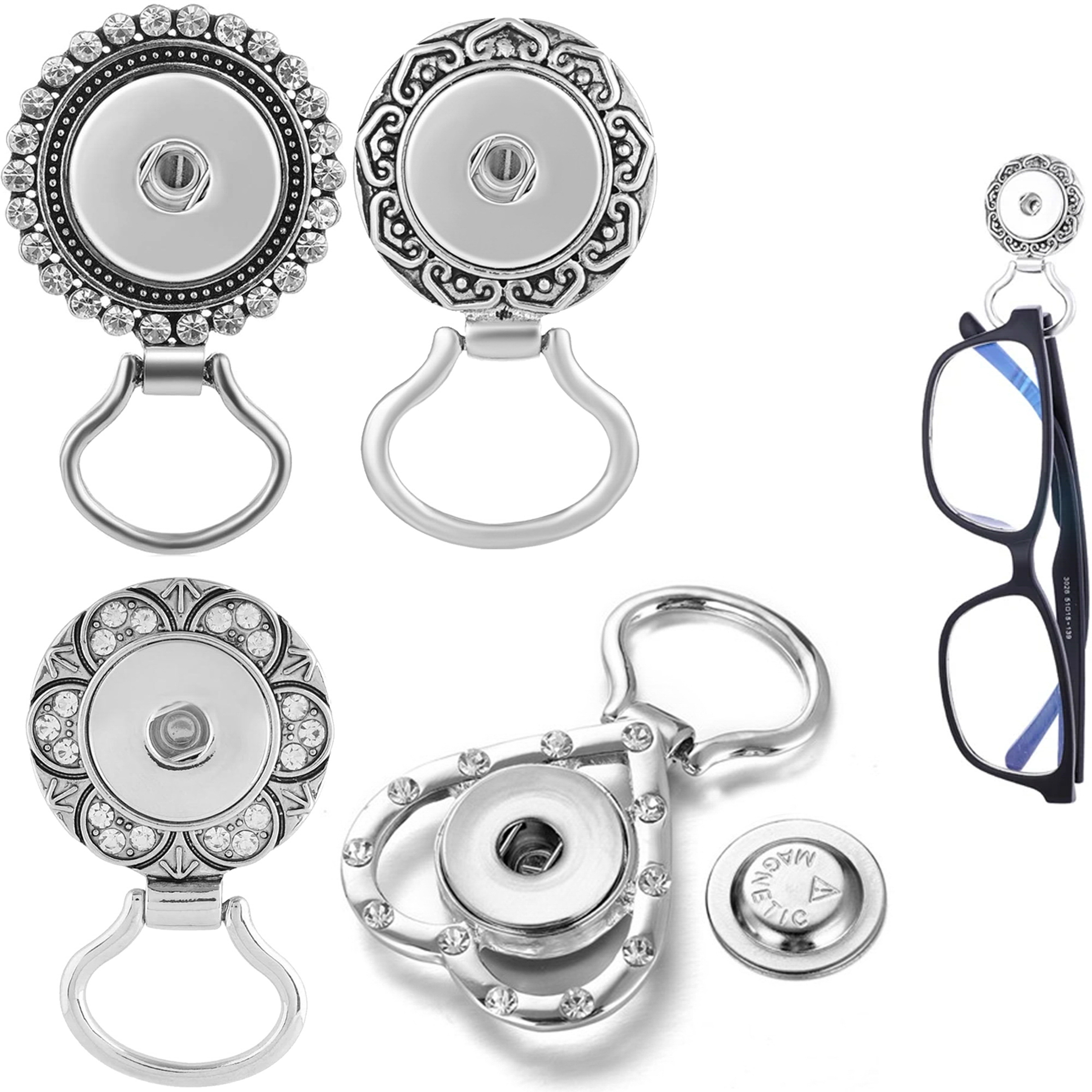 Snap Jewelry Ginger Charm Magnetic Glasses Badge Holder Fits 18MM-20MM Buttons