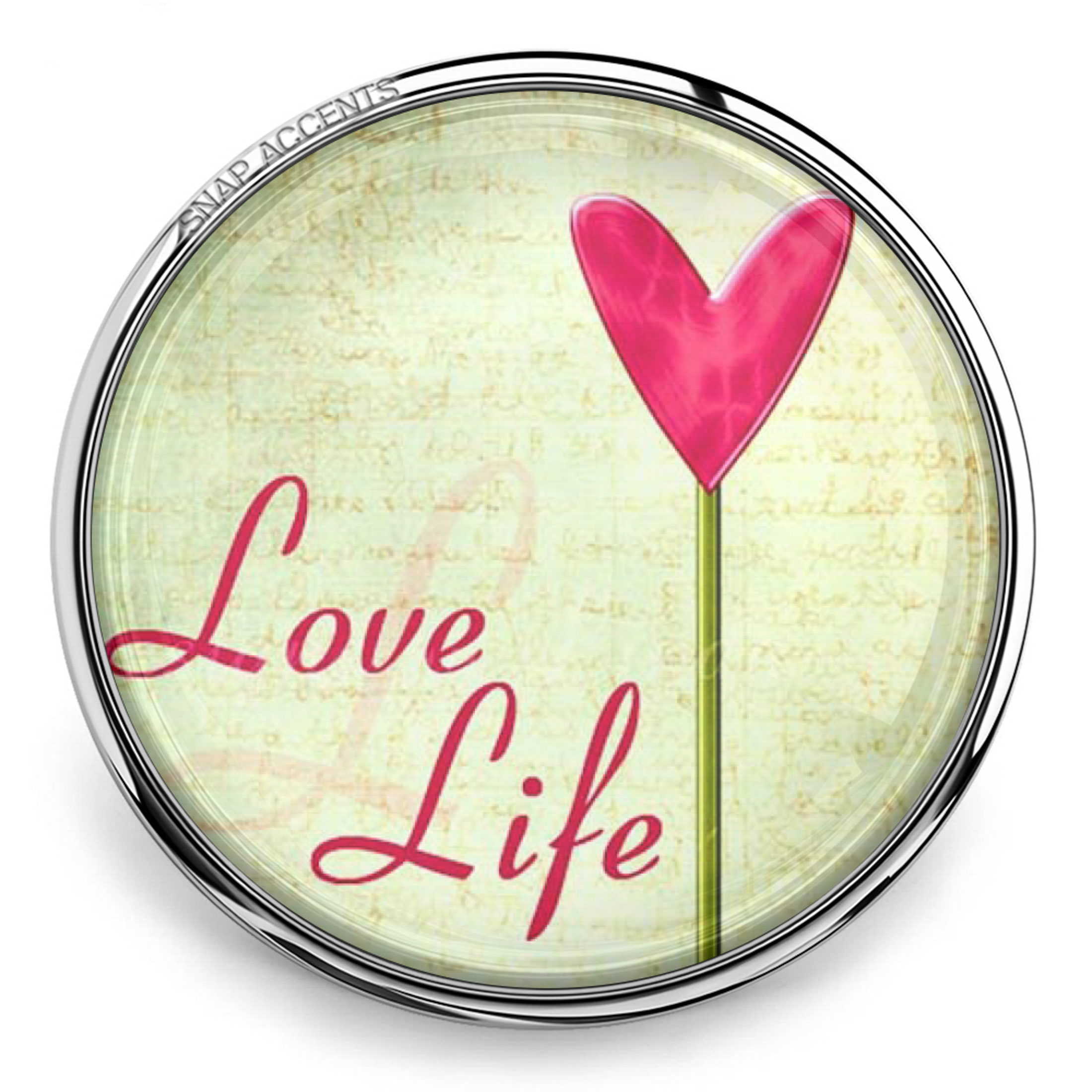 Love Life Heart Snap Jewelry 18MM Ginger Charm Flower Interchangeable Button