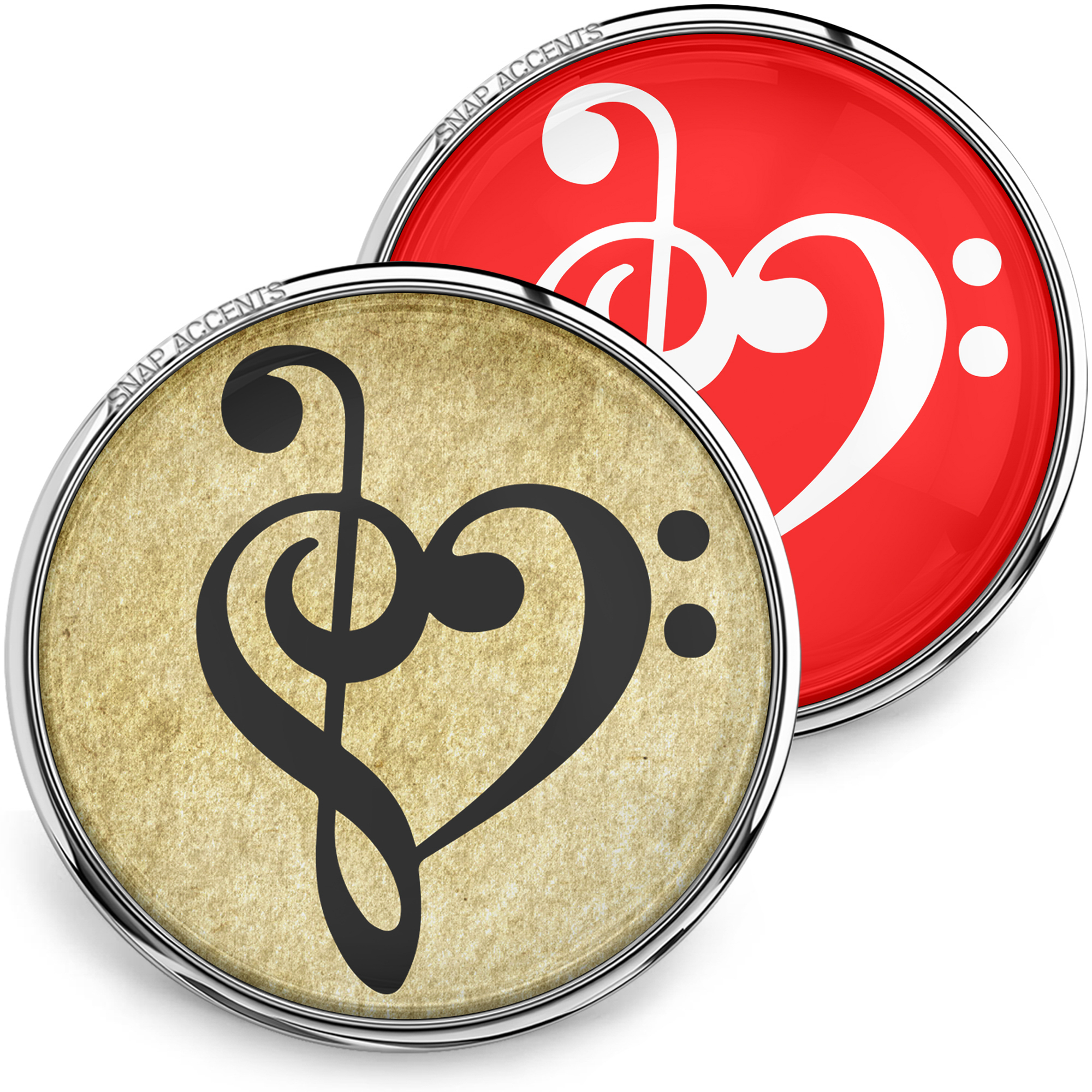 Choose Color | Music Notes Snap Jewelry Heart 18MM Treble Clef Ginger Charm