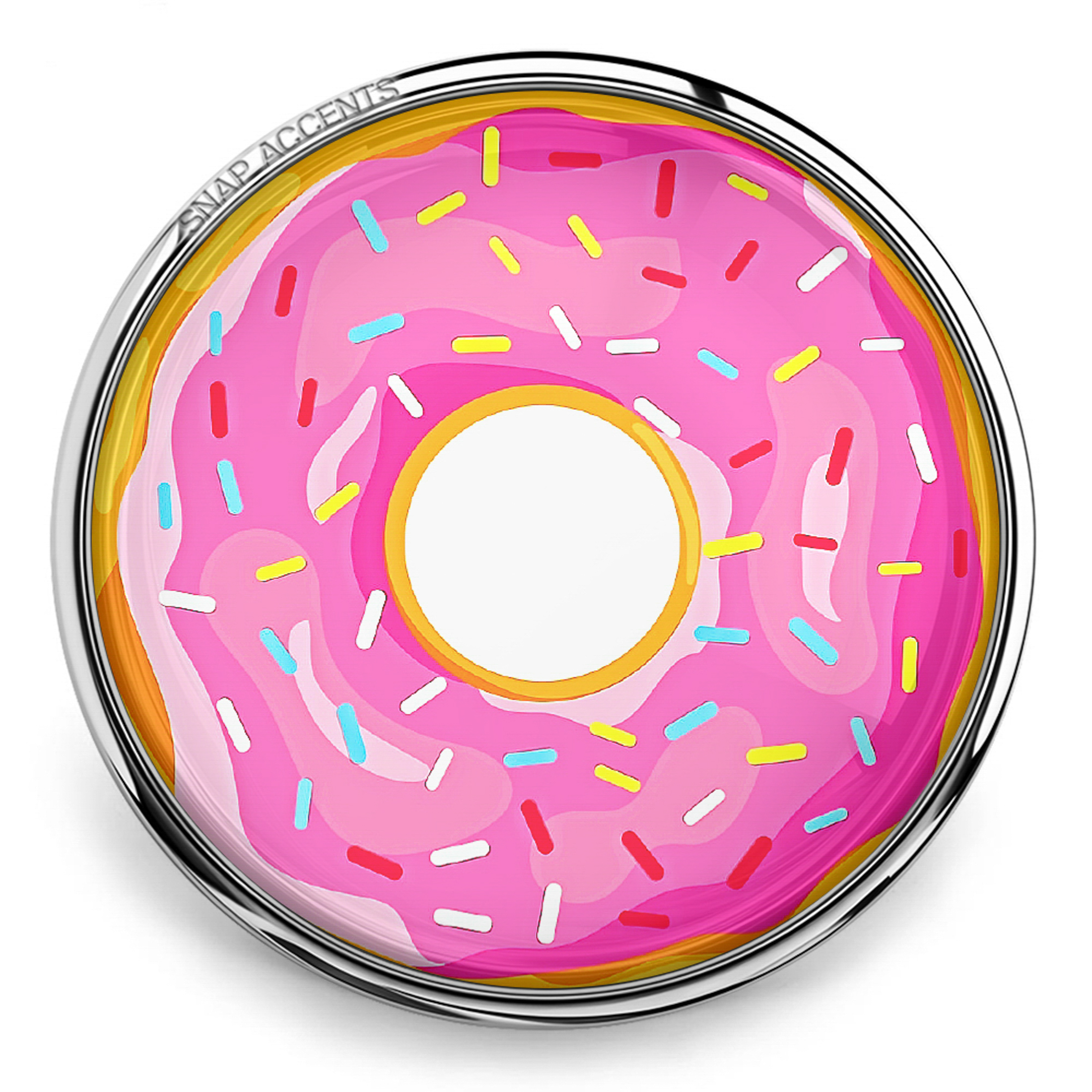Snap Jewelry Donut Sprinkle 18MM Doughnut SnapAccents Pink Food Ginger Charm