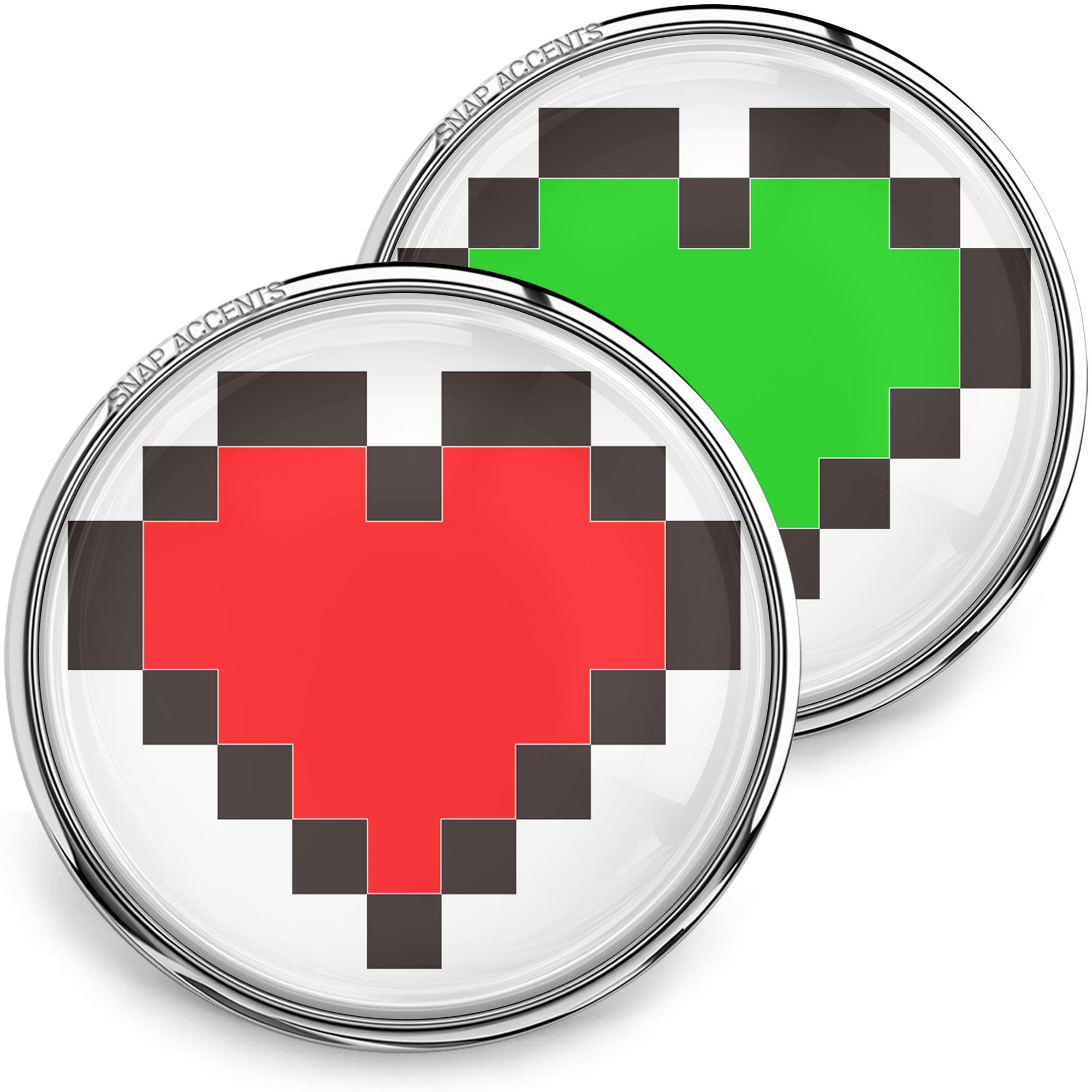 Choose Color | Pixel Heart Snap Jewelry Ginger Charm 18MM Interchangeable Button