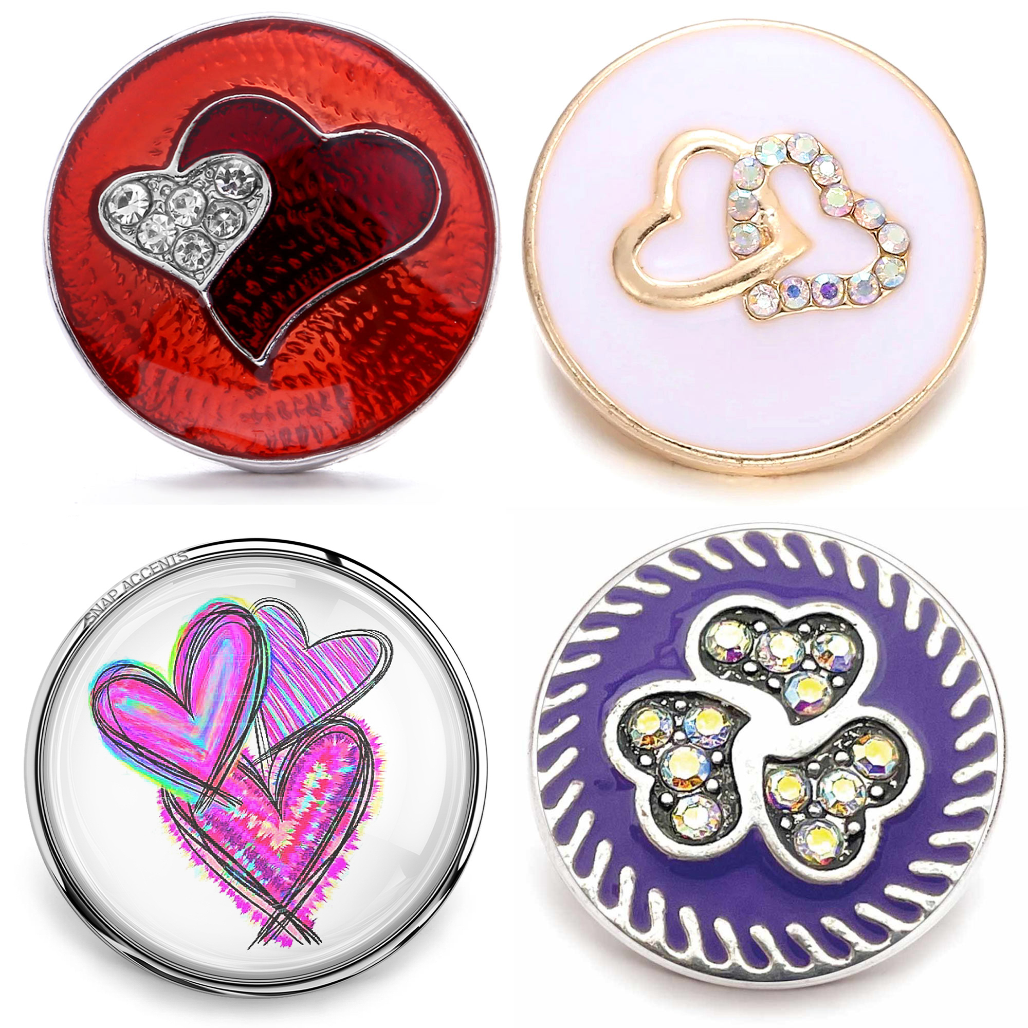 Hearts Snap Jewelry Ginger Charm 18MM 20MM Custom Love Hearts Button