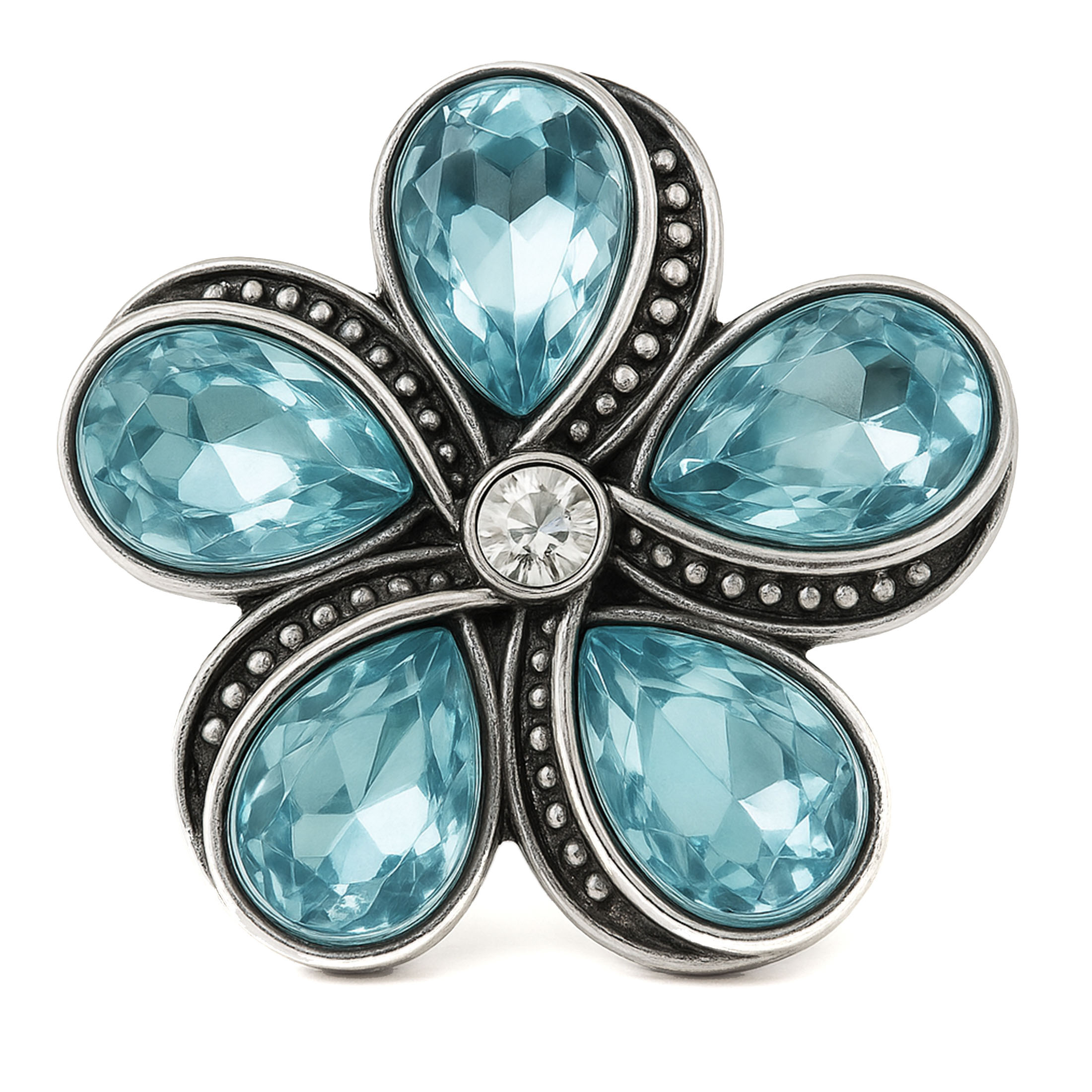 Blue Snap Jewelry 18MM Ginger Charm Starfish Flower Rhinestone Button