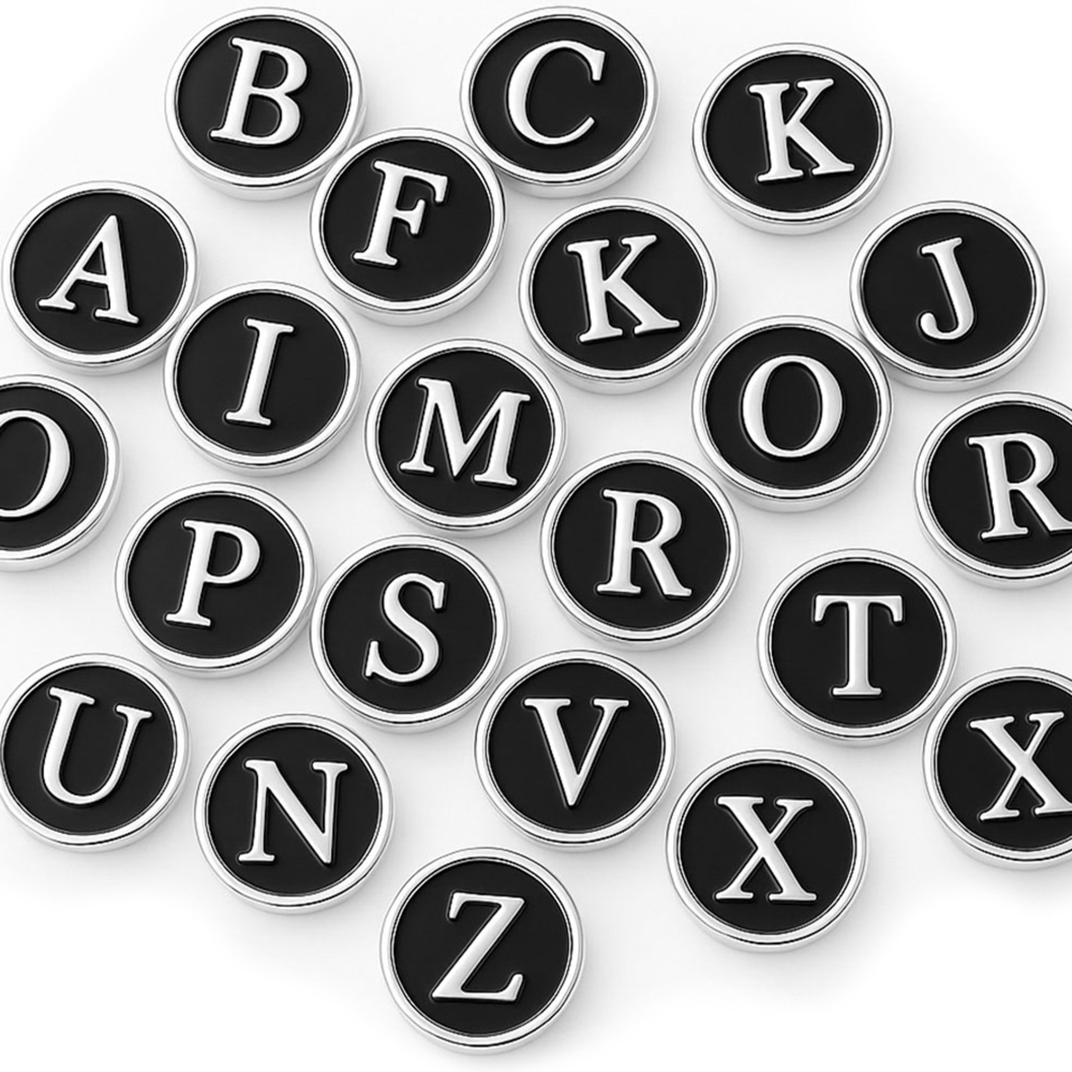 Black Letter Snap Jewelry Ginger Charm 18MM Initial Alphabet Name Snap Button