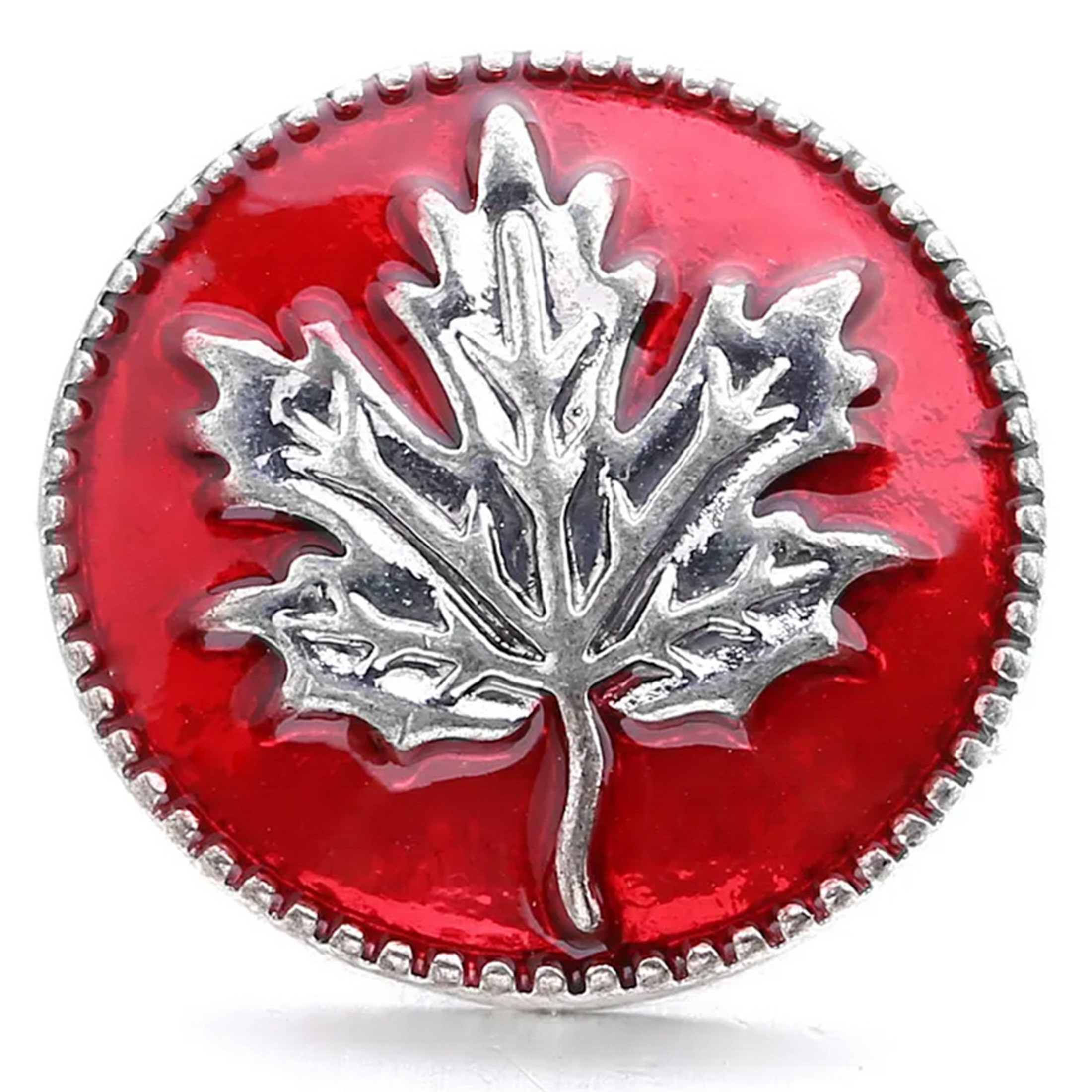 Maple Leaf Snap Jewelry 18MM Ginger Charm Enamel Canada Snap Button