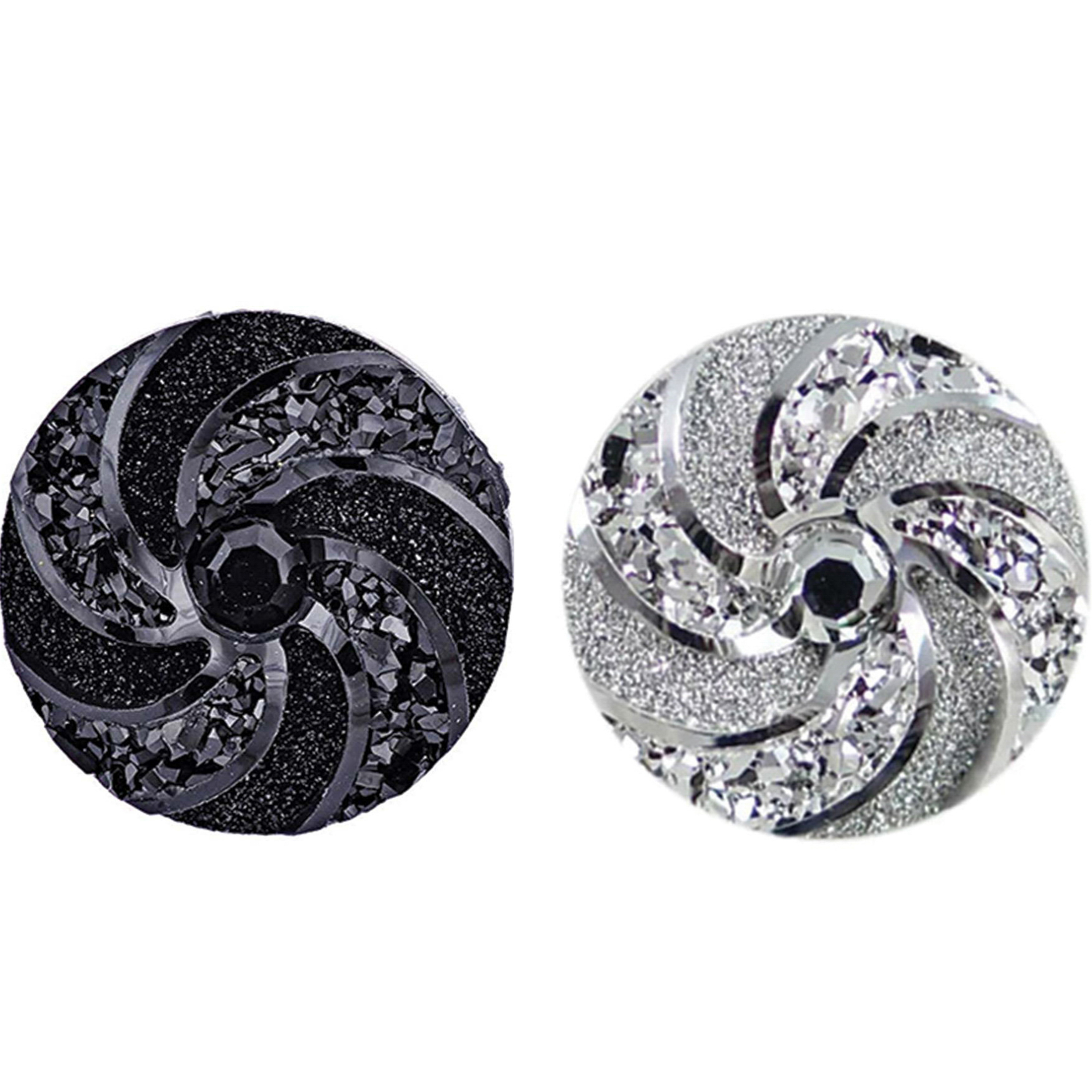SnapAccents Houndstooth Snap Charm - 18mm Customizable Button For Bracelets, Necklaces, Keychains (Black)