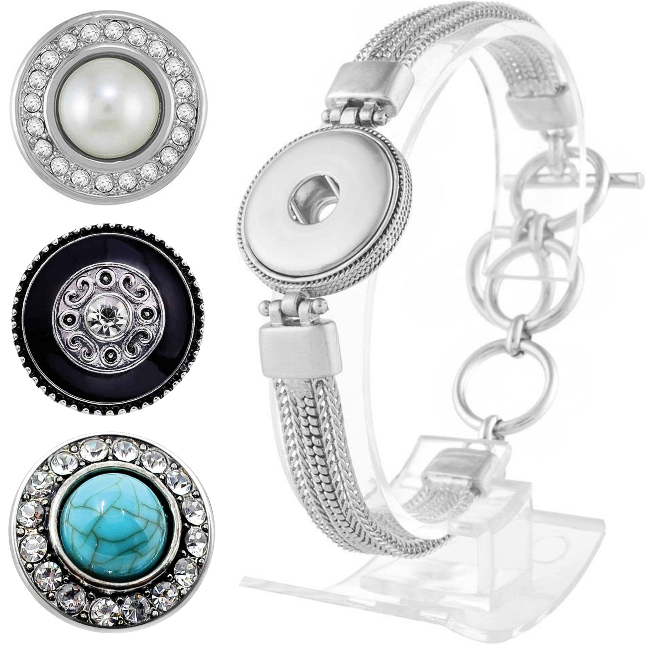 Snap Jewelry 9 inch Ginger Charm Bracelet Includes 3 Custom 18MM